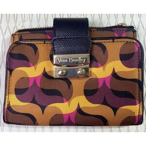 Vera Bradley Y2k Modern Lights Push lock Bifold Wallet Yellow&‎ Pink4.5x6x1" EUC